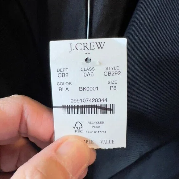 J.Crew Petite $218 Drapey twill double-breasted blazer Black Size 8P CB292